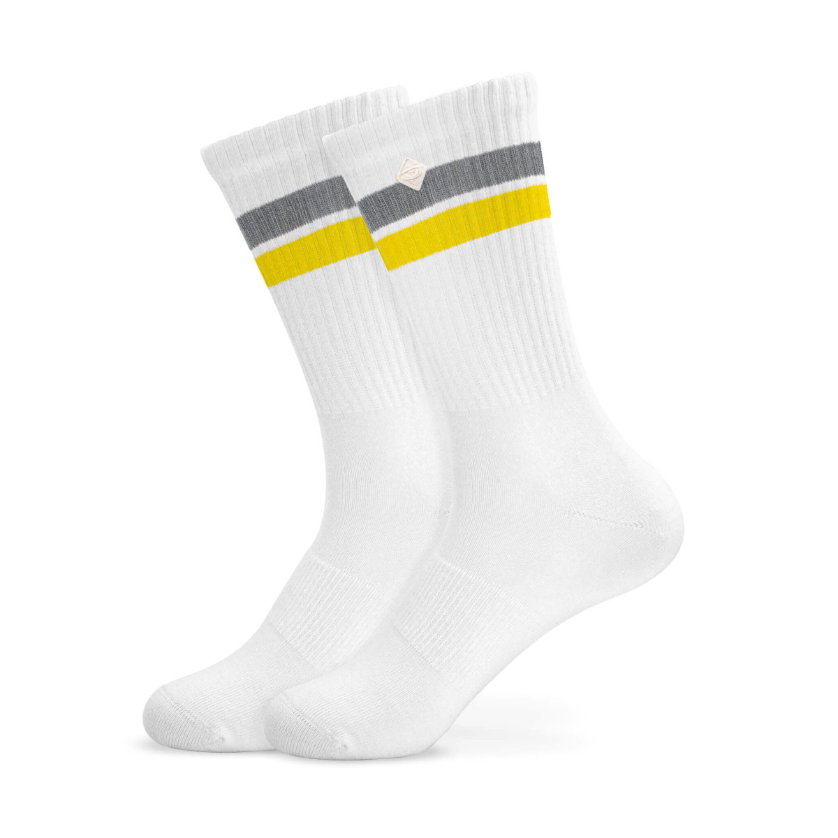 Chaussettes tennis blanc bandes Jaune Gris J.Clay - YouSocks